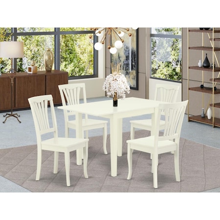 East West Furniture 5 Piece Norden Dining Set - Linen White NDAV5-LWH-W